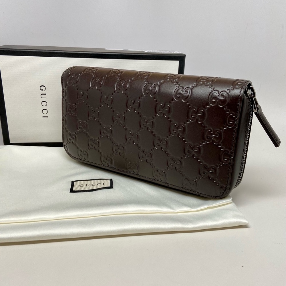 GUCCI Signature Ace GG Logo Calfskin Leather Zip Clutch Wallet Purse brand NEW - Picture 5 of 15